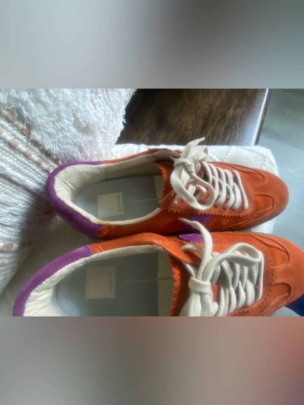 Dolce Vita Orange and Purple Suede Lace-Up Sneakers - Picture 8 of 11